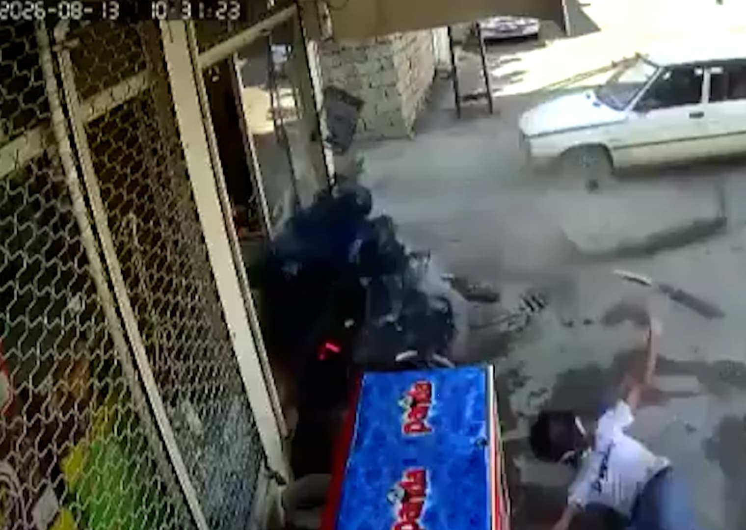 Motorcyclist Knocked Flying After Being Hit By Car