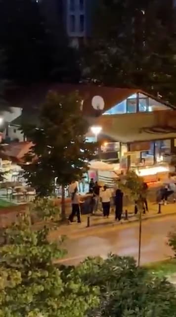 Funda Bakis is stabbed in Istanbul, Turkey. She was stabbed to death in a fight allegedly stemming from a debt dispute.  Note: Photo is a screenshot from a video. (Newsflash/NX)