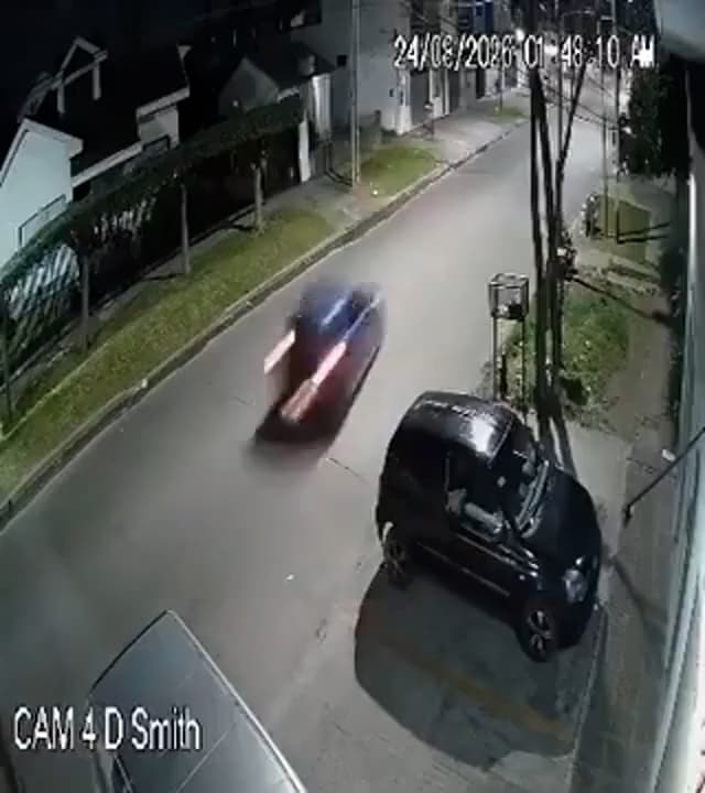Victoria Julieta Raymondi Guida crashes into store after losing control of her car in Quilmes, Argentina.  An investigation is ongoing. Note: Photo is a screenshot from a video. (Newsflash/NX)