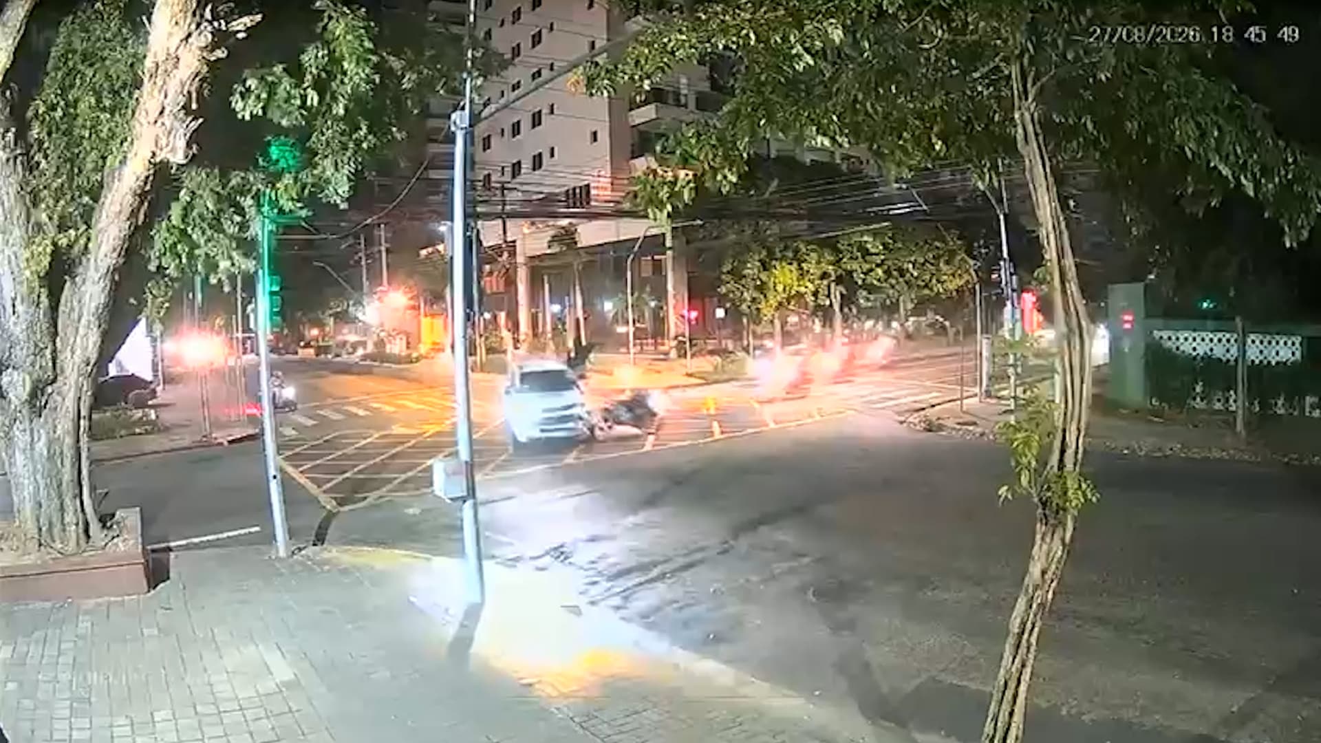 Joelisson Gomes de Souza, 31, is hit by a driver running a red light, in Manaus, Brazil. He died from his injuries.  Note: Photo is a screenshot from a video. (Newsflash/NX)