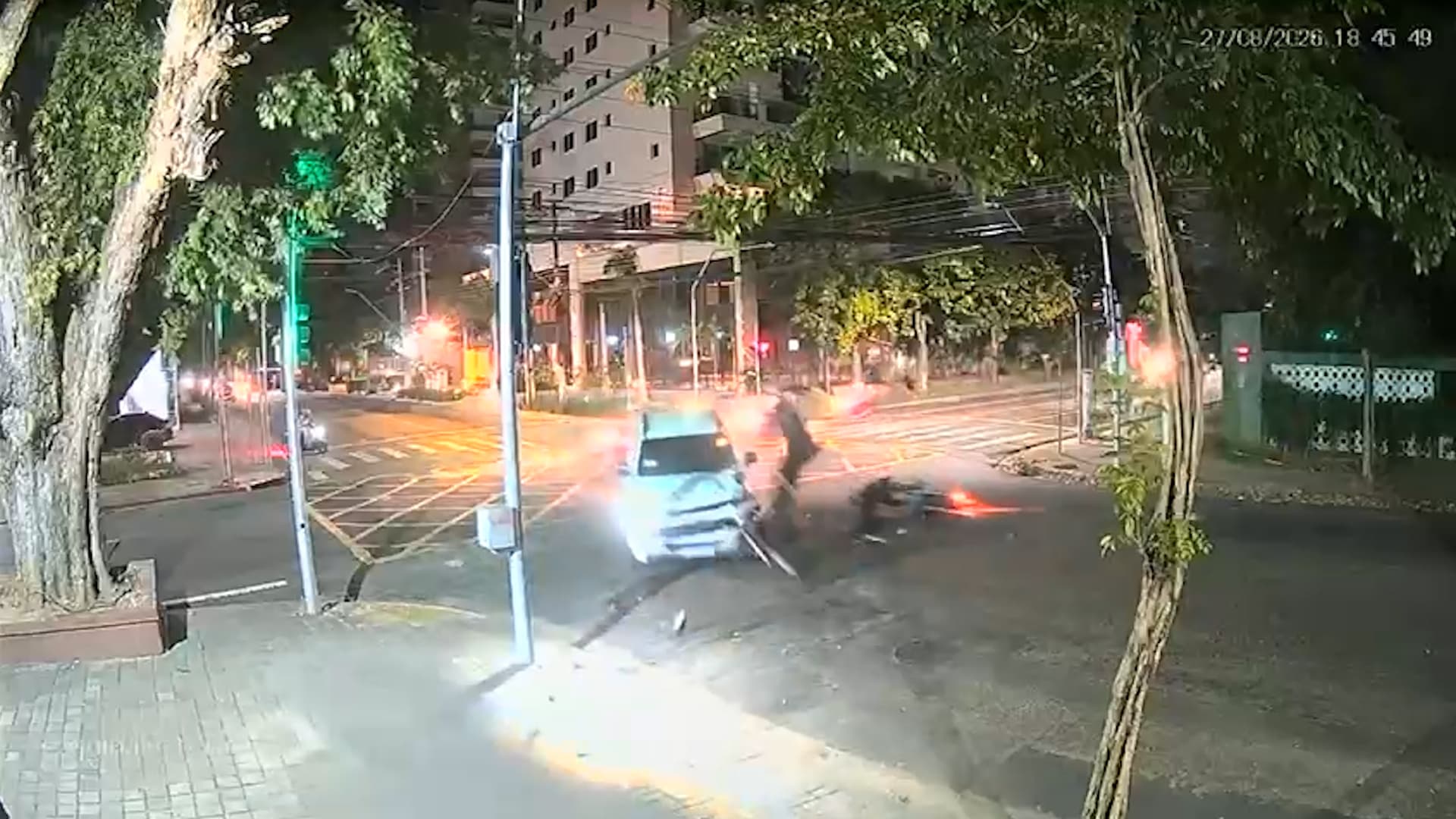 Joelisson Gomes de Souza, 31, is hit by a driver running a red light, in Manaus, Brazil. He died from his injuries.  Note: Photo is a screenshot from a video. (Newsflash/NX)
