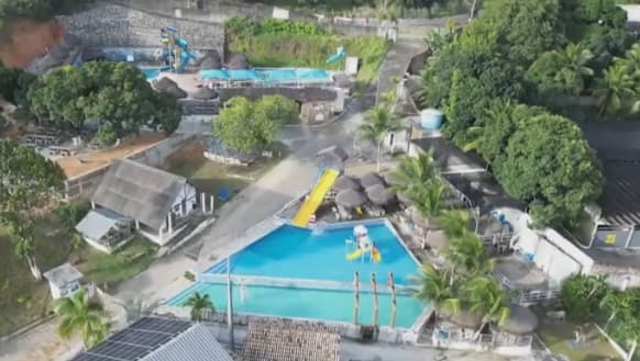 Picture shows the swimming pool at the Olinda Via Park water park in Olinda, Brazil, undated. Note: Image is a screenshot from video. (Newsflash/NX)