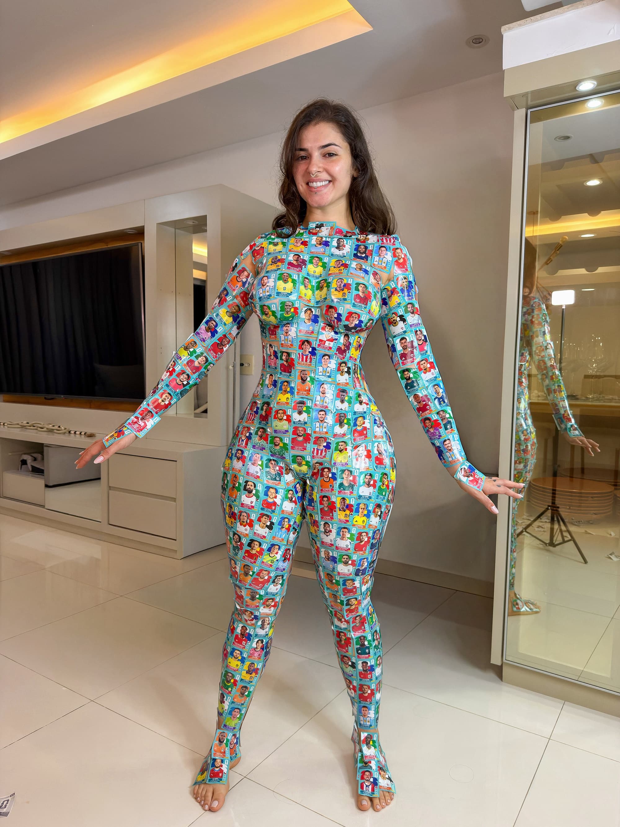 Miss Bumbum Beauty Turns Curvy Body Into Living World Cup Sticker Album
