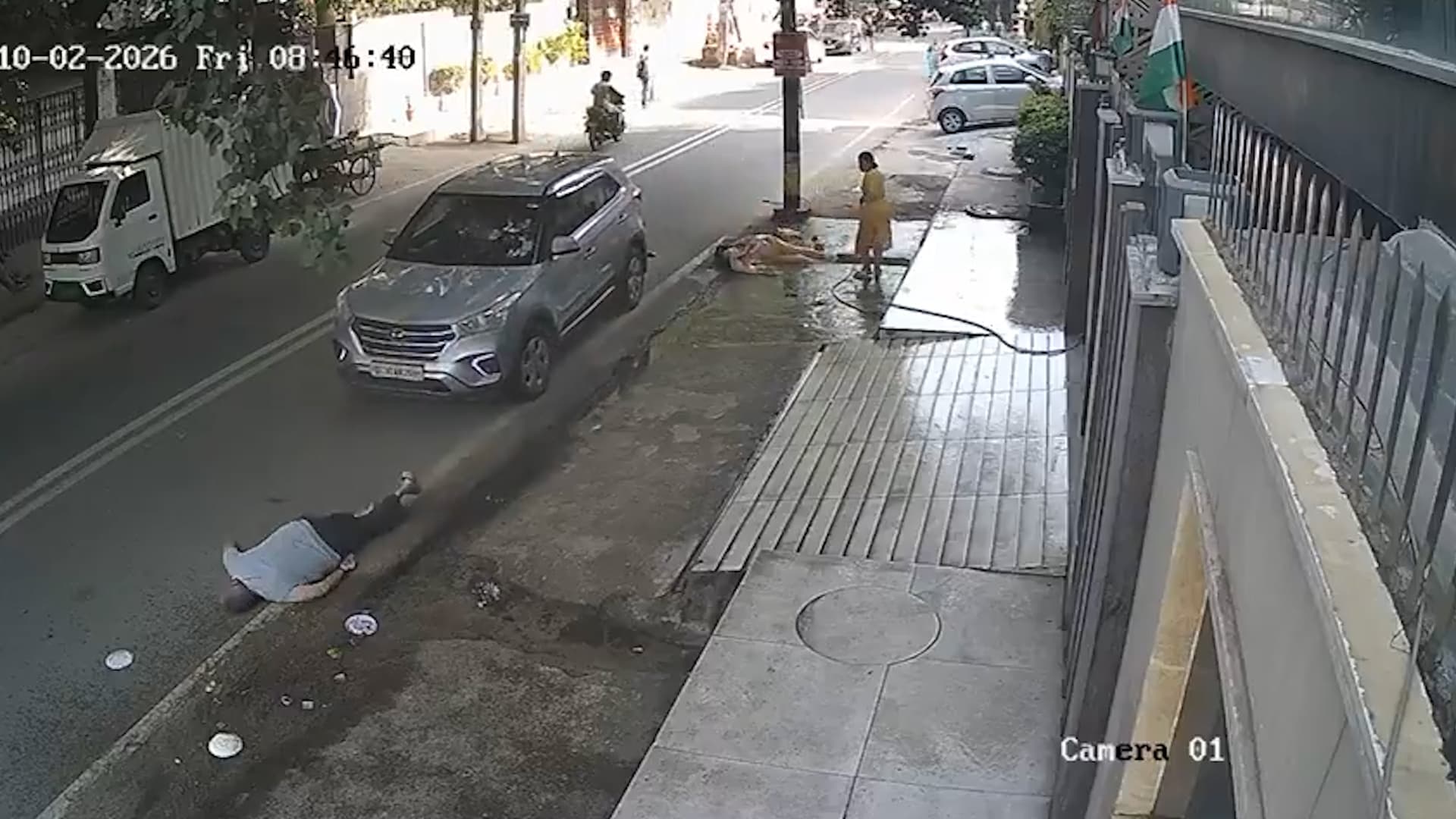 A driver rams an elderly couple in Delhi, India, Oct.02,2026. She was arrested. Note: Photo is a screenshot from a video. (Harrisons)