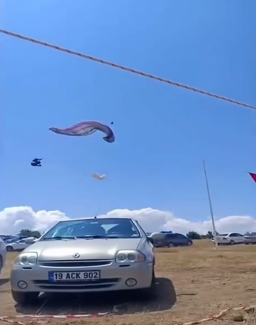 Bayram Kurt, 48, lost his life during a paragliding festival held in Tekke Plateau in the Oguzlar district of Corum, Turkey, July 18, 2026. Note: Photo is a screenshot from a video. (Newsflash/NX)
