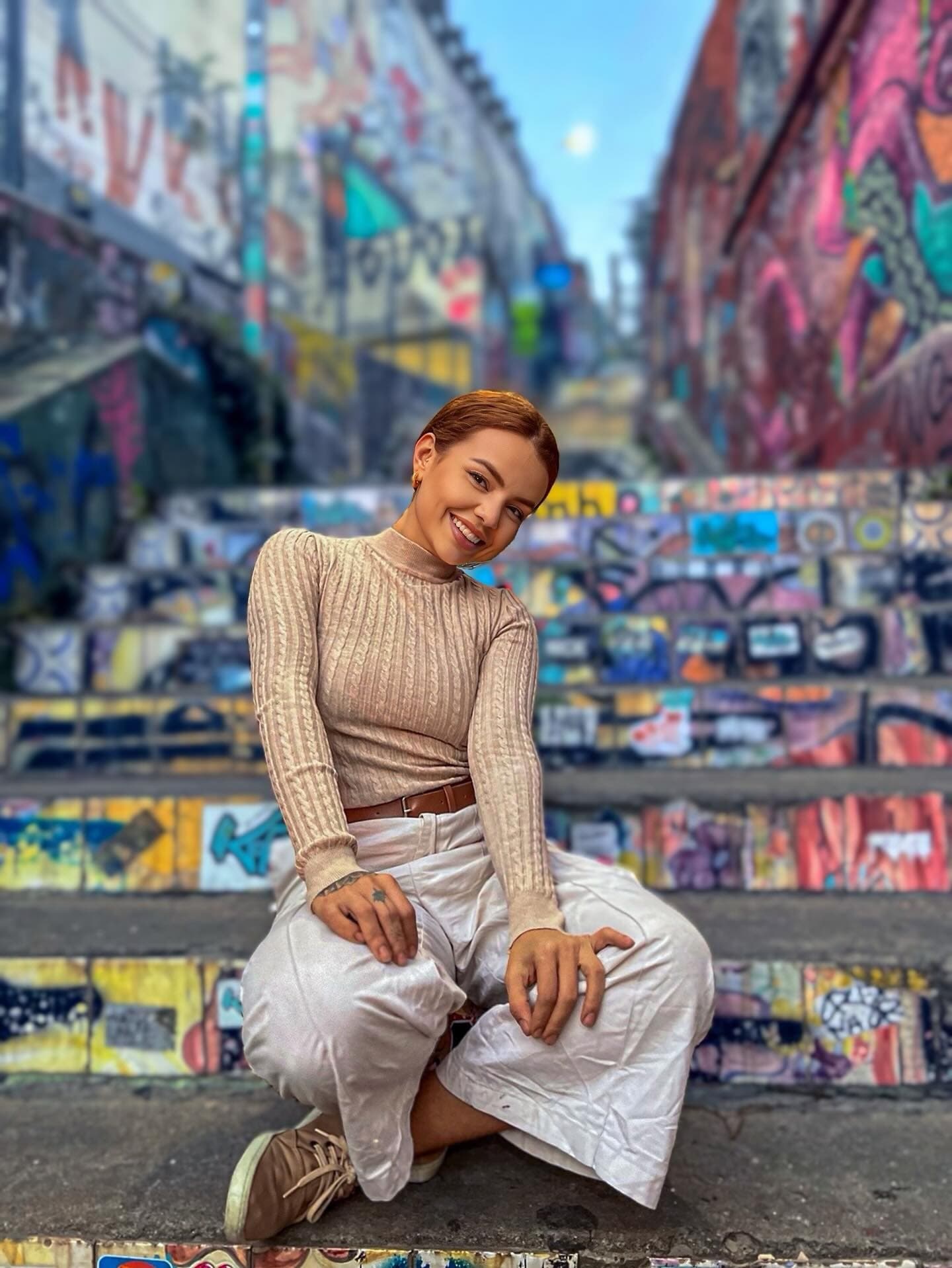 Tattoo artist Tais Thorpe poses in undated photo. She reported a pizza maker for sexual harassment. Note: Private photo taken from social media. (@taisthorpetattoo/Newsflash/NX)