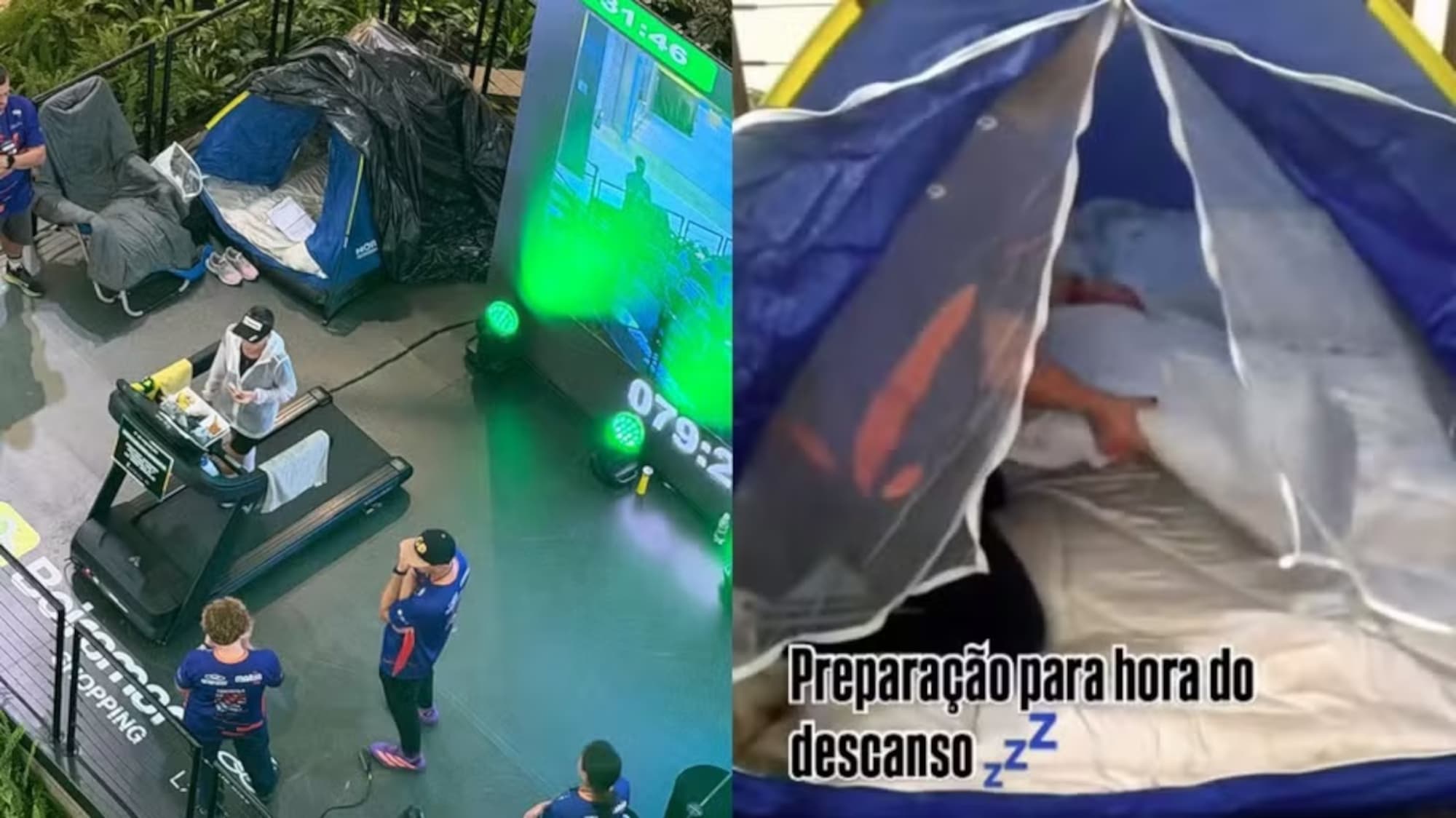 Picture shows Debora's tent, undated. She breaks world treadmill running record in Florianopolis, Brazil, Aug. 9, 2026. Note: Private photo. (Newsflash/NX)